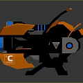 Futuristic Weapon Orange And Black With Blue Dual Barrels Techno Design Elements 3d model