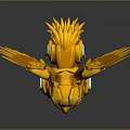 Golden Eagle Shaped Mechanical Figurine With Spread Wings Glowing Eyes And Gemstone Details