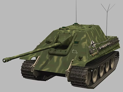 Military Tank With Camouflage Paint Long Barrel Tracks And Antennas Design 3d model