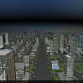 Modern Urban Aerial View Planning With Skyscrapers Wide Avenues Green Spaces And Sunset Sky