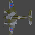 WWII Fighter Plane With Green Brown Camouflage Twin Propellers And Round Wing Insignia