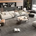 Modern Minotti Sofa Coffee Table Combination 3d model