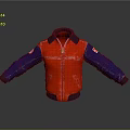 Red And Blue Patchwork Jacket With Collar Daily Life Clothing Item 3d model