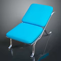 Blue Contemporary Lounge Chair With Upholstered Cushion And Silver Metal Frame