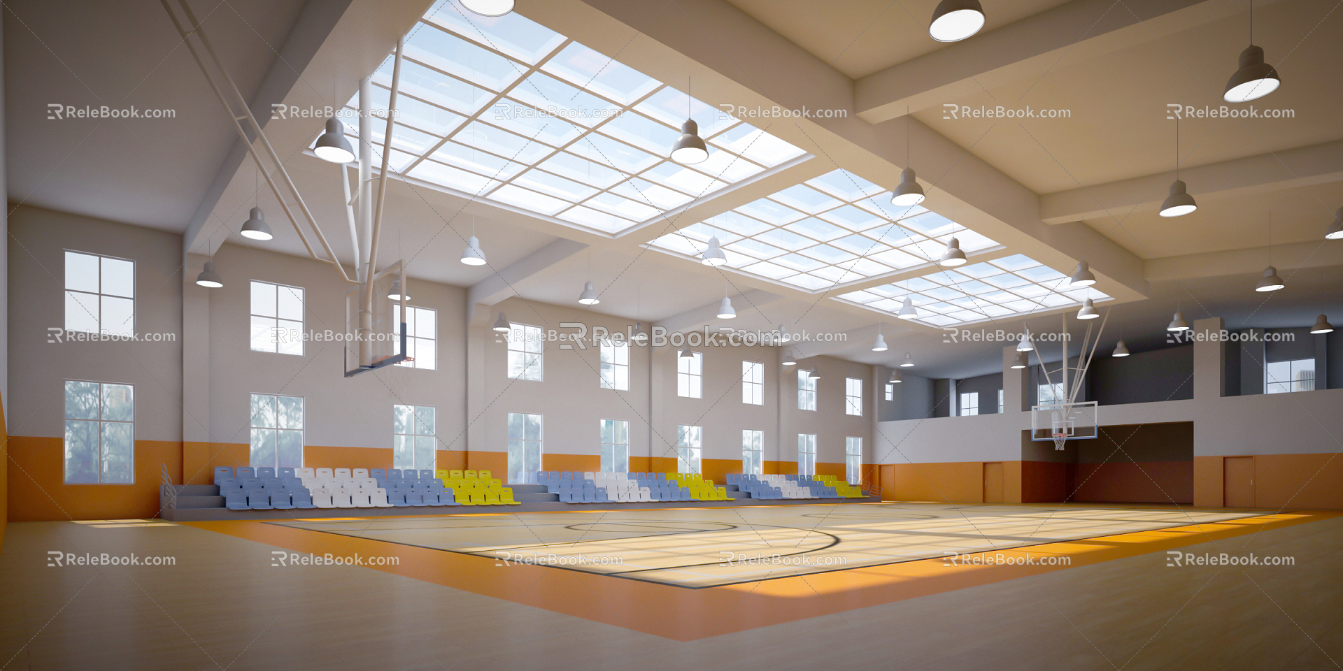 modern basketball court indoor basketball court playground 3d model