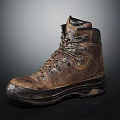 Brown High Top Leather Shoes With Worn Look And Outdoor Non Slip Sole