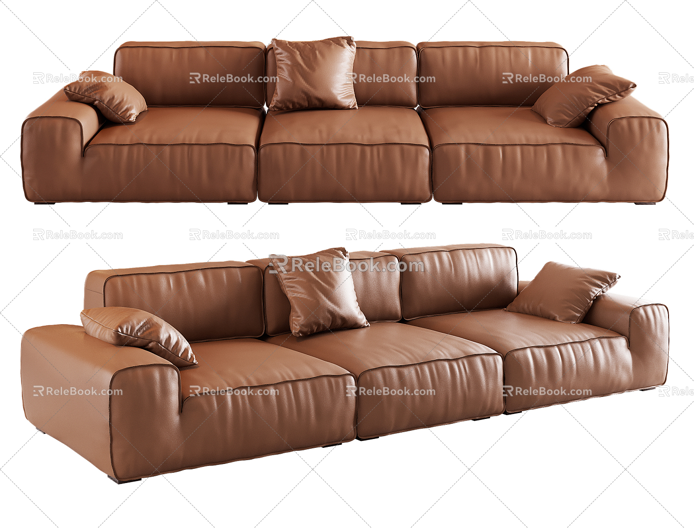 Modern three-seat sofa multiplayer sofa 3d model