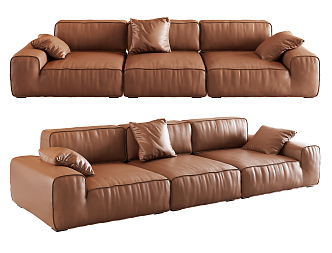 Modern three-seat sofa multiplayer sofa 3d model