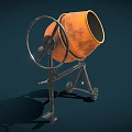 Industrial Orange Drum Concrete Mixer With Metal Frame Wheels And Control Unit