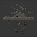 Architectural Decorative Beam With Ornate Carvings Shattered Into Scattered Fragments