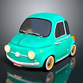 Turquoise Vintage Style Electric Toy Car with Round Headlights and Yellow Accent Wheels for Kids