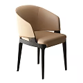 Elegant Modern Dining Chair With Beige Upholstery Curved Backrest And Black Wooden Legs