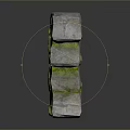 Wood and Stone Natural Wall with Green Moss Covered Irregular Stone Blocks Texture