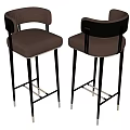 Modern Bar Stools With Taupe Upholstered Seat Back Black Metal Frame And Gold Accents