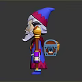 Woman Wizard Character With Magic Staff Potion Bottles And Small Statues