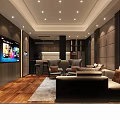 Modern KTV Lounge With Comfortable Seating Large Screen And Sound System