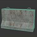 Concrete Construction Block With Rusted Surface And Red Handles On Top 3d model