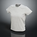 White Short Sleeve Round Neck T-shirt With Grid Pattern For Casual Fashion Wear