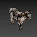 Cute White and Brown Baby Goat Standing with Shadow on Green Background