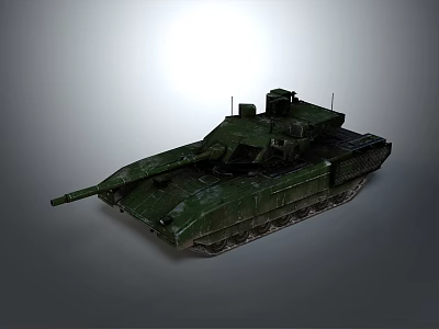 Modern Military Tank In Green Camouflage Featuring Turret And Track Structure 3d model