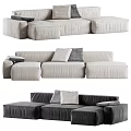 Modern Sectional Sofa with Light and Dark Gray Fabric and Comfortable Cushions