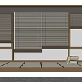 Japanese-style roller shutter bamboo curtain retro Zen 3d model