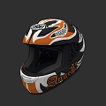 Black White Orange Patterned Helmet With LOBO ANSWER And Alpinestars Logo 3d model