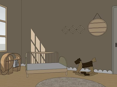 Modern Children's Bed Children's Elephant Bookshelf Trojan Small Bed Combination 3d model