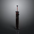 Black And Red Fantasy Sword With Intricate Hilt Ornate Design Long Blade
