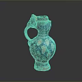 Carved Ceramic Vase With Blue And White Patterns And Dragon Head Decor 3d model