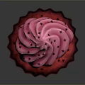Delicious Cupcake With Pink Frosting Black Star Decorations And Red Heart Pattern Cup