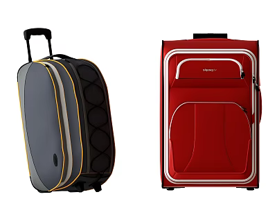 Gray And Red Hard Shell Suitcases With Telescopic Handles And Wheels 3d model Gray And Red Hard Shell Suitcases With Telescopic Handles And Wheels 3d model