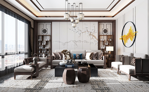 New Chinese Living Room 3d model