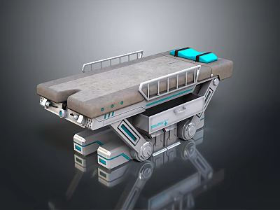 Futuristic Modern Furniture Design With Metallic Frame And Blue Accent Lights 3d model
