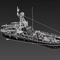 Detailed Warship Model With Red And White Hull Superstructure Antenna And Deck Equipment