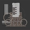 Industrial Equipment Tower With Multi Layered Metal Frame And Cylindrical Sections