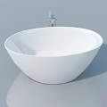 White Countertop Basin With Chrome Faucet On Gray Smooth Reflective Surface 3d model