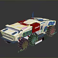 Futuristic Functional Vehicle With White And Red Exterior And Multi Wheel Structure
