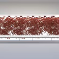 Red Foliage Art Installation On White Wall With Metal Platform Design
