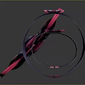 Stylish Bow Shaped Weapon With Pink Black Petal Like Design And Purple Pole Base