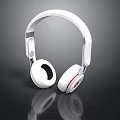 White Over Ear Headphones With Red Accents On Black Background