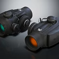 Black Binoculars With Green And Orange Lenses Ergonomic Design For Outdoor Use