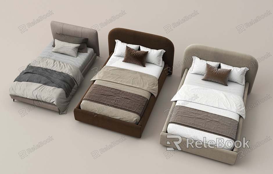 Modern Single Bed Fabric Bed Children's Single Bed Hotel Single Bed Rental Room Single Bed Cream Style Single Bed model