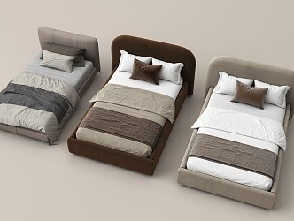 Modern Single Bed Fabric Bed Children's Single Bed Hotel Single Bed Rental Room Single Bed Cream Style Single Bed 3d model