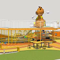 Colorful Children's Playground Design With Spiral Walkways Sandpit Slide And Circular Lawn Decorations