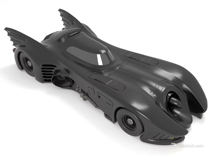 Black Futuristic Bat Inspired Car With Streamlined Body And Wing Structures 3d model 