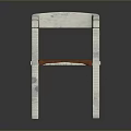 Modern white woven chair with orange padded seat and stylish armrest design
