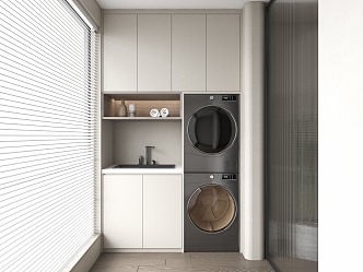 Modern balcony washing machine cabinet 3d model