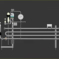 Industrial Metal Hardware Tools with Pipes Stands Control Units and Structural Supports