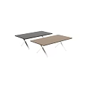 Modern Dining Tables With Wooden Tabletop And X Shaped Metal Legs In Light Dark Finishes